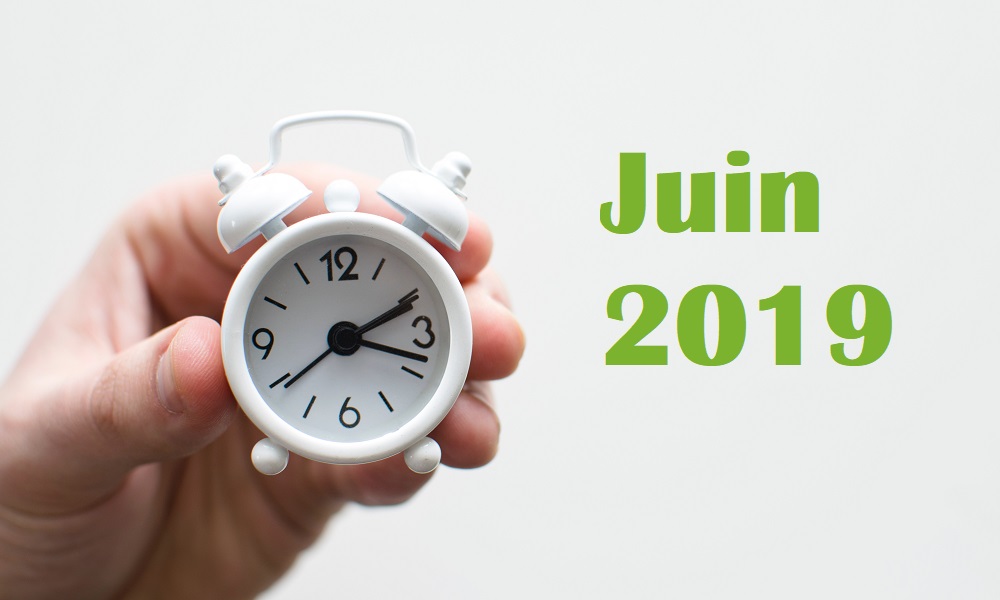 Calendrier des événements du mois de juin 2019